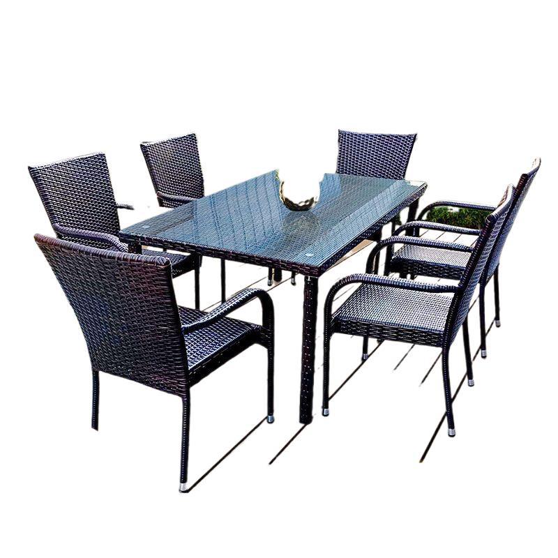 Outdoor Furniture - 屋外ラタンテーブルと椅子 リビングルーム 屋外中庭テーブルセット 中庭テーブルと椅子 家族用バルコニーティーセット