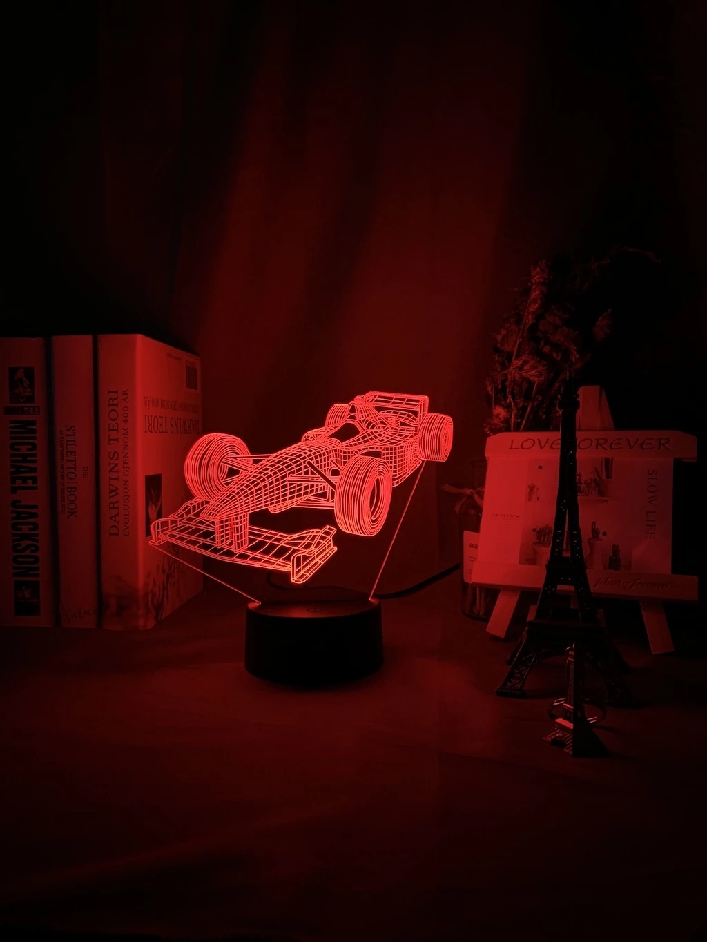 F1フォーミュラ1レーシングカー3D錯覚LEDナイトライト子 - Floating Nightstand With Led Light のレビューと価格