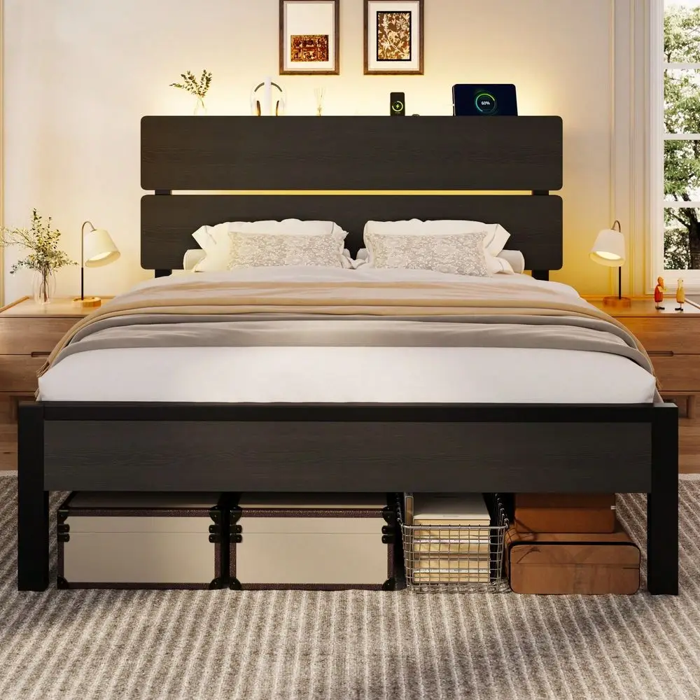 ツイン・フル・クイーン・キングサイズベッドフレーム、LEDラ - Canopy Bed Frame Metal Queen のレビューと価格