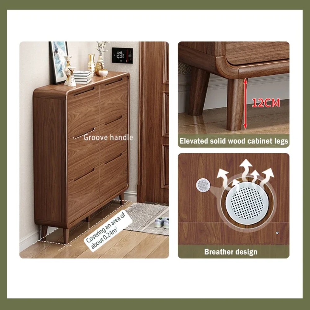 スリムな折りたたみ式靴箱、素朴な木製玄関靴棚、狭い靴収納オー - Shoe Rack Cabinet Narrow Entryway のレビューと価格