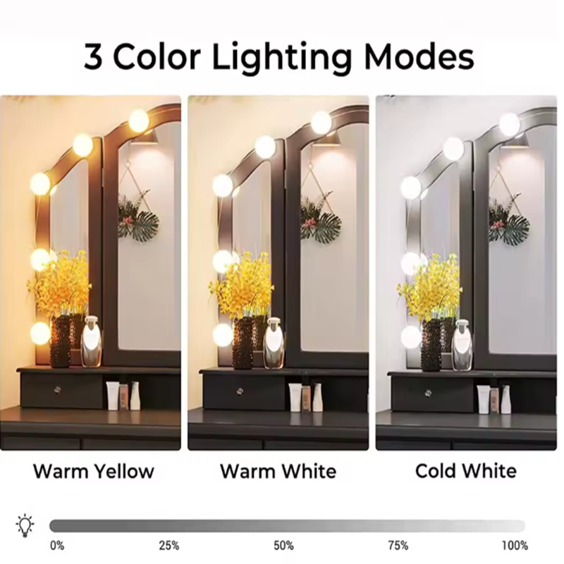 取り外し可能なLEDバニティミラーバルブ ハリウッド風ドレッ - Dressing Table Vanity With Lighted Mirror のレビューと価格