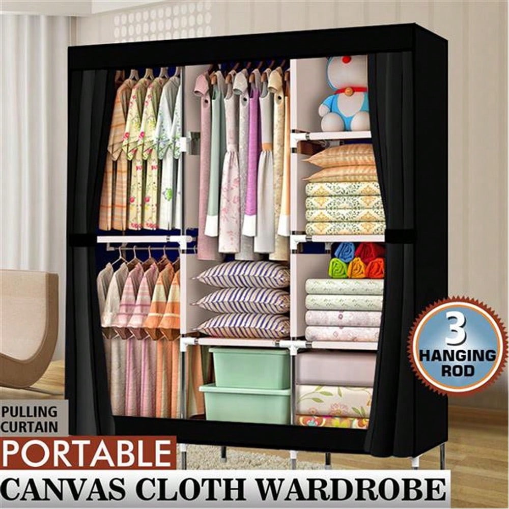 71インチ ポータブルクローゼット ワードローブ モダンブラ - Wardrobe Closet Portable Fabric Cover のレビューと価格
