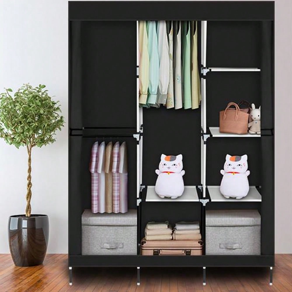 71インチ ポータブルクローゼット ワードローブ モダンブラ - Wardrobe Closet Portable Fabric Cover のレビューと価格