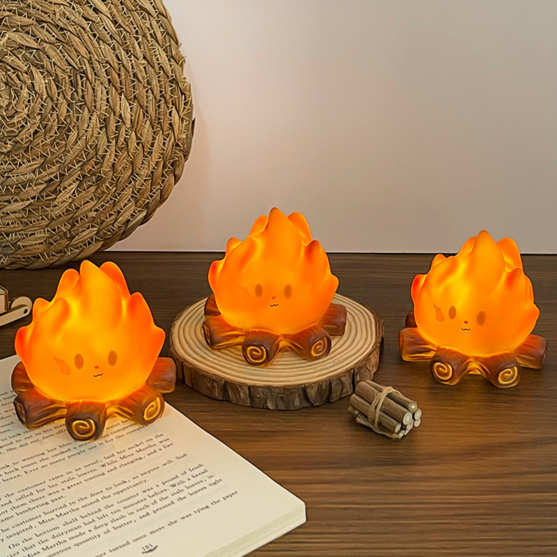 クリエイティブでかわいいミニ漫画キャンプファイヤーシリコンナ - Floating Nightstand With Led Light のレビューと価格