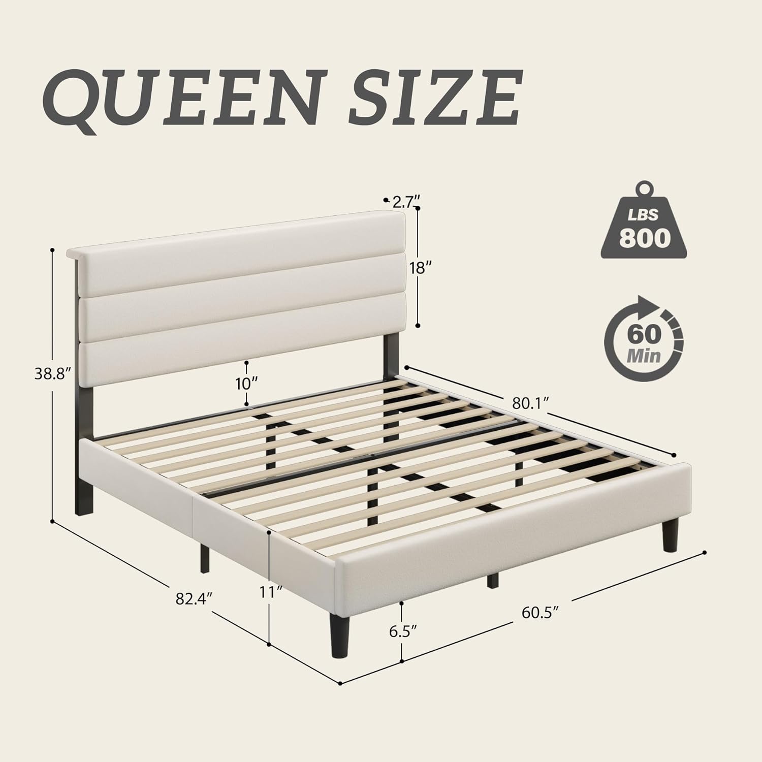 クイーンサイズのプラットフォームベッドフレーム、ベルベット張 - Canopy Bed Frame Metal Queen のレビューと価格