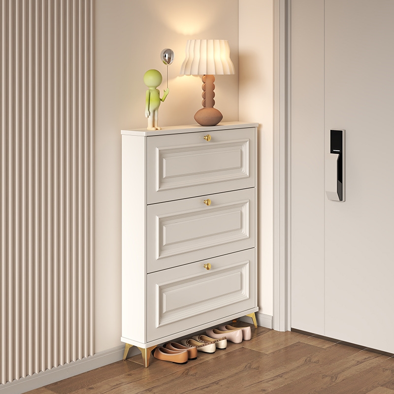 フランス風玄関靴箱 - クリーム色の超薄型デザイン侘び寂び靴 - Shoe Rack Cabinet Narrow Entryway のレビューと価格