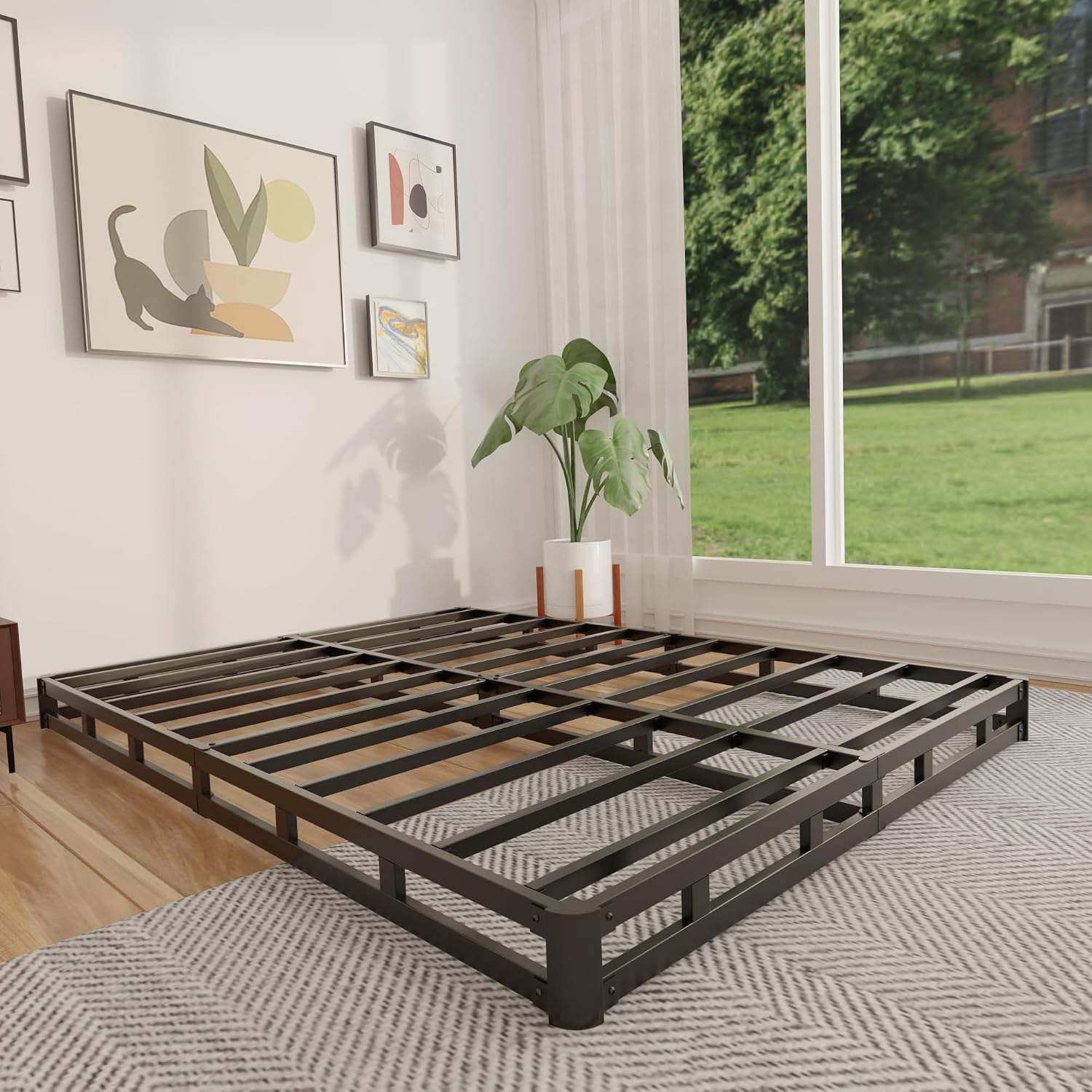 4インチクイーンボックススプリング、ロープロファイル、高耐久 - Canopy Bed Frame Metal Queen のレビューと価格