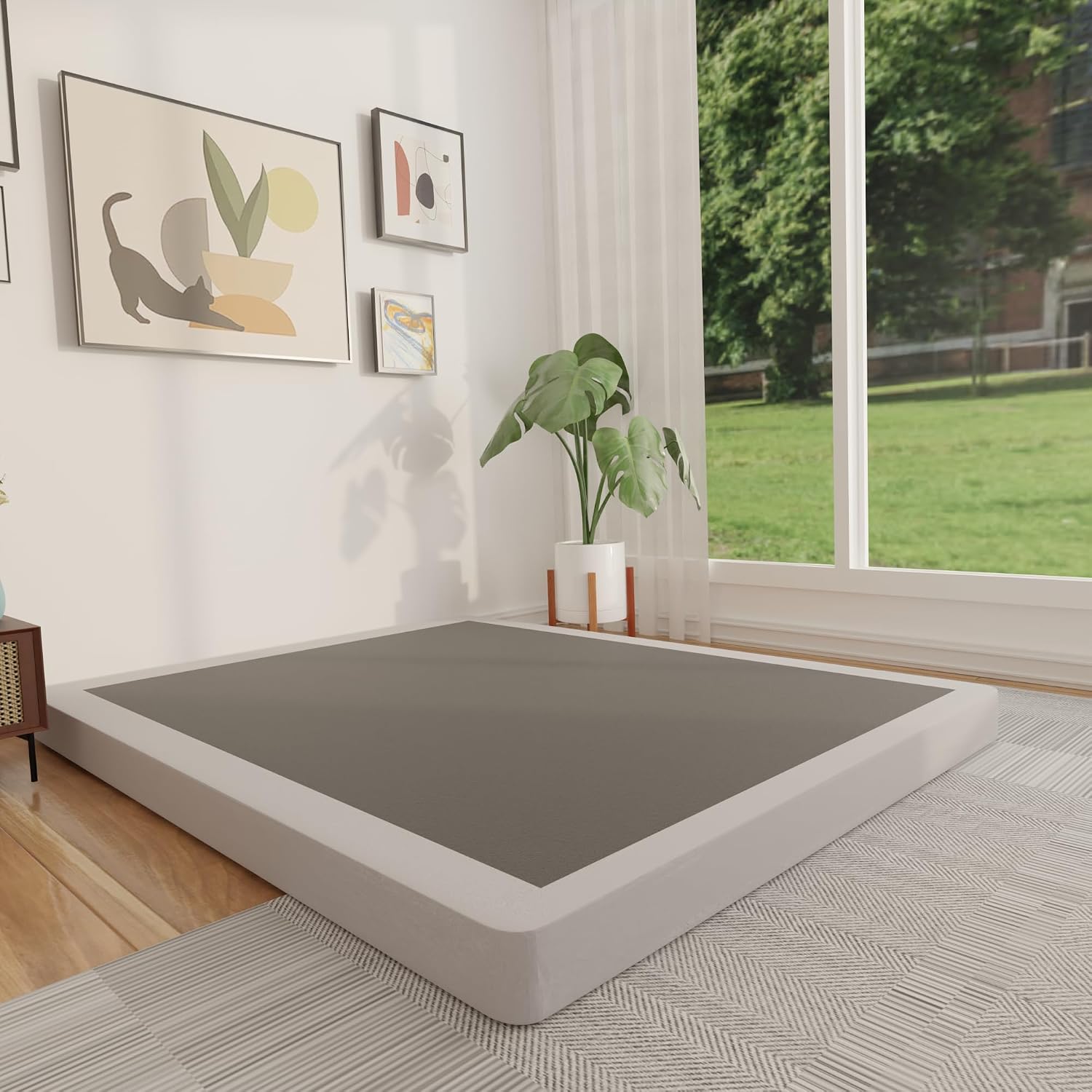 4インチクイーンボックススプリング、ロープロファイル、高耐久 - Canopy Bed Frame Metal Queen のレビューと価格