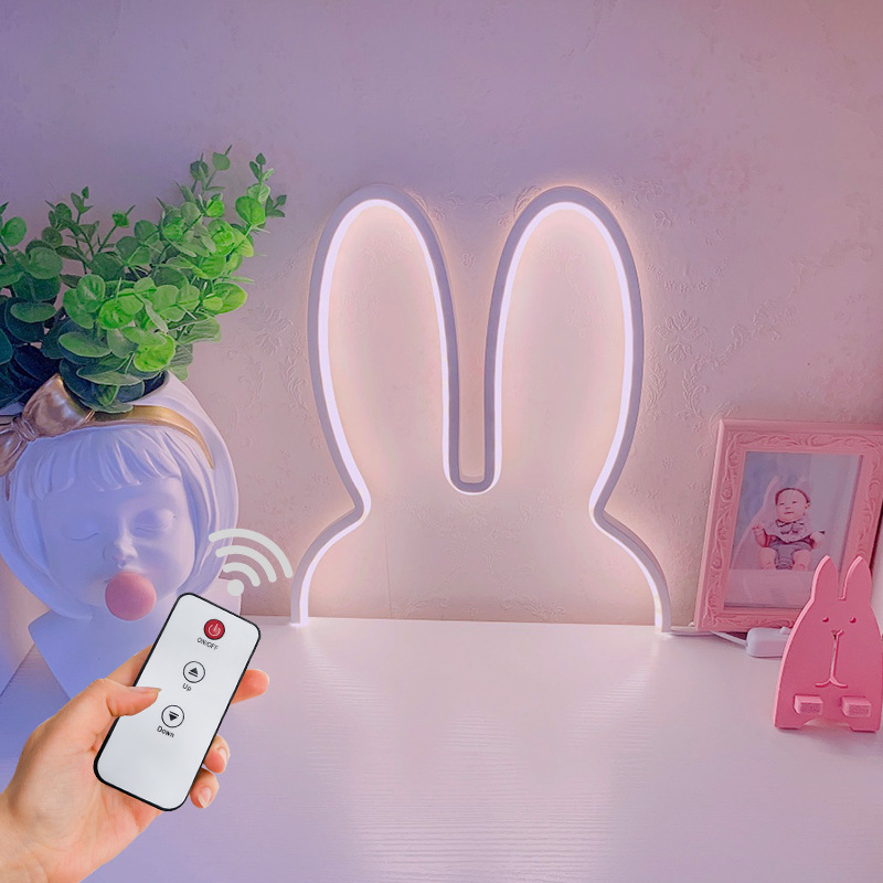 かわいいLEDウサギウォールライト、USB電源、ベビーデスク - Floating Nightstand With Led Light のレビューと価格