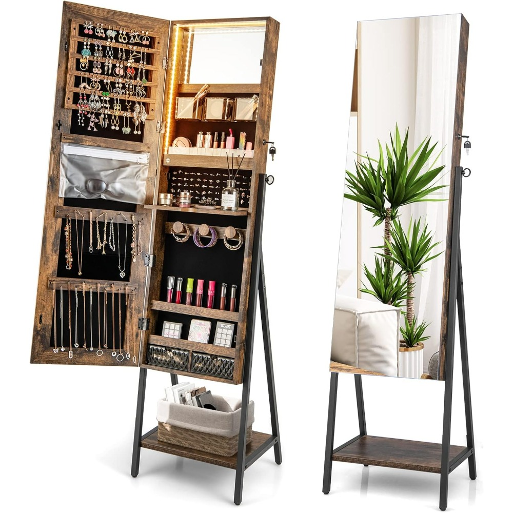 CHARMAID スタンド式ジュエリーアルモア 全身鏡付き  - Full Length Mirror Jewelry Armoire のレビューと価格
